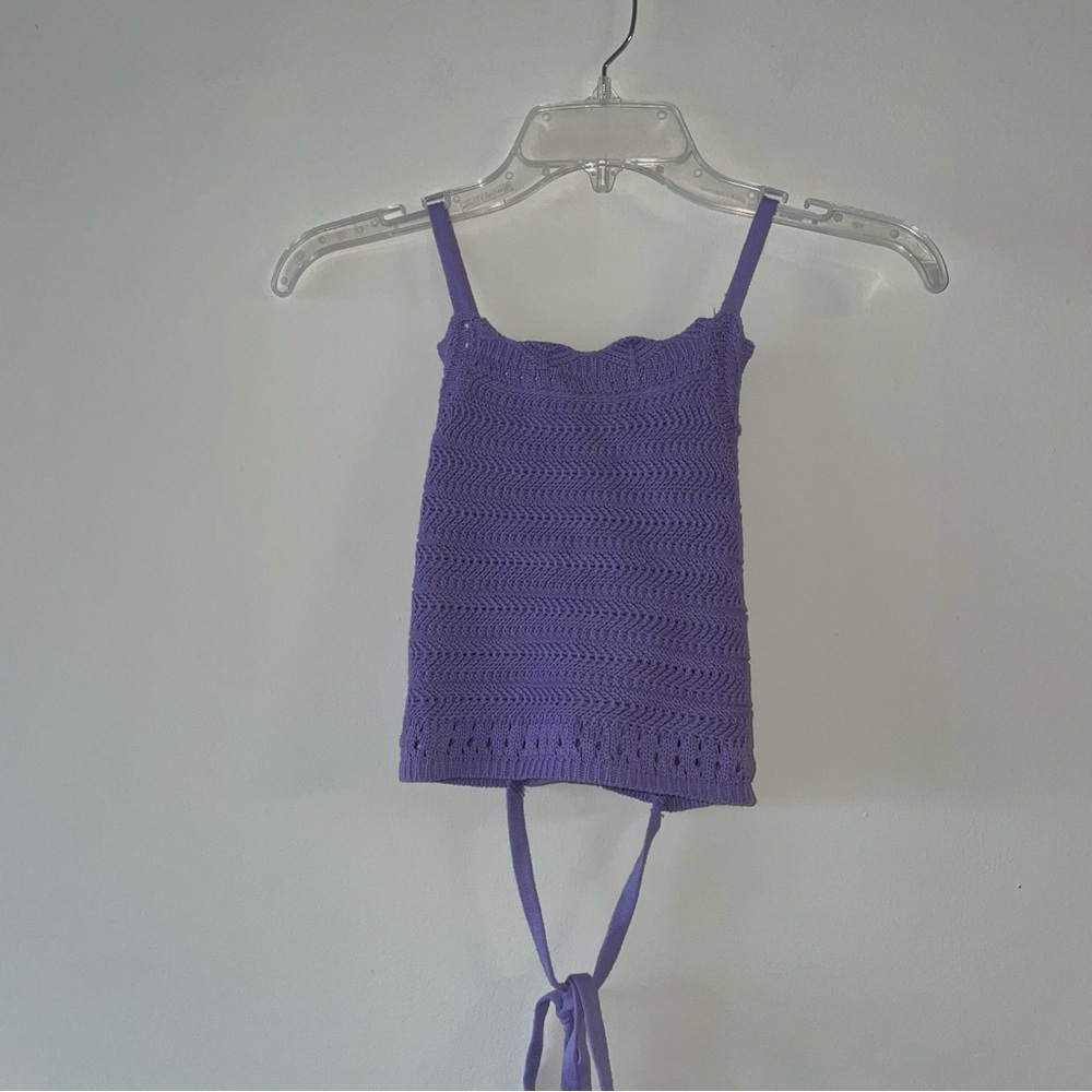 Cider Lavender Knit Tie Back Crop Top